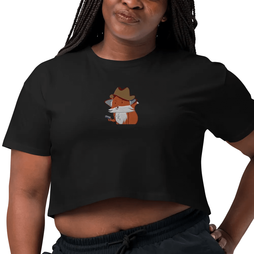 Women's Embroidered Fox Cowboy Crop Top product image (12)