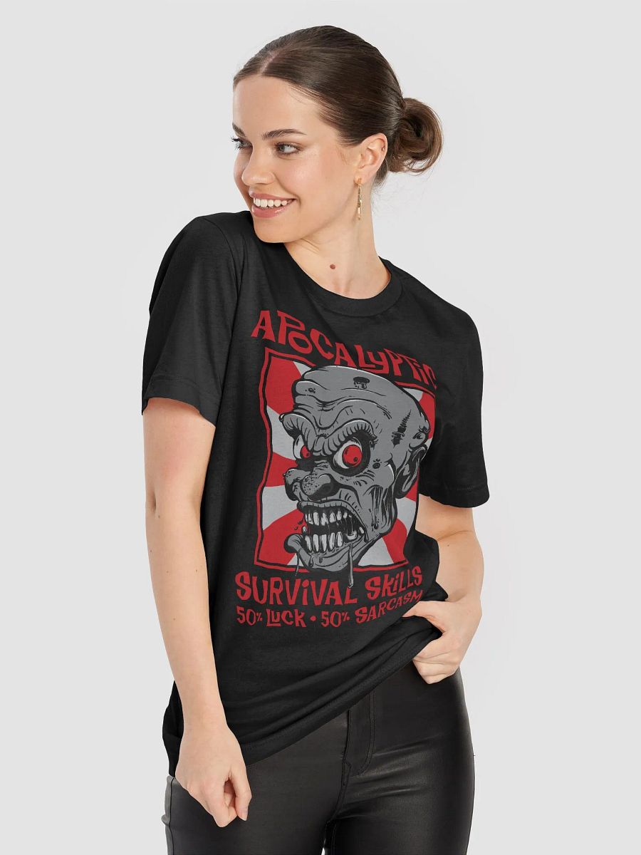 Apocalyptic Survival Skills 50% Luck 50% Sarcasm funny Zombie T-shirt product image (5)