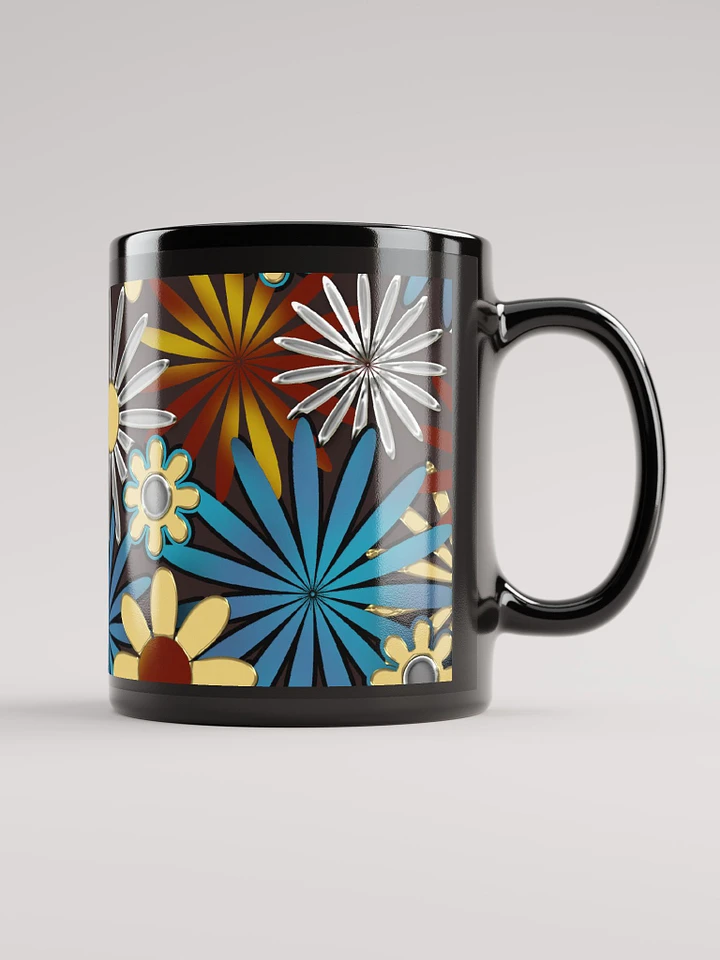 Blue and Silver Daisies Black Coffee Mug product image (2)