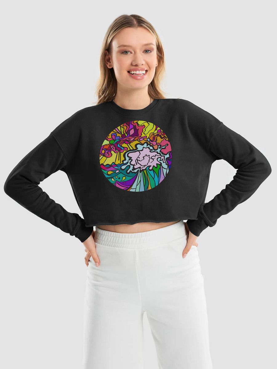 Swirling Sunset Women's Fleece Crop Sweatshirt - Wave at Sunset product image (25)