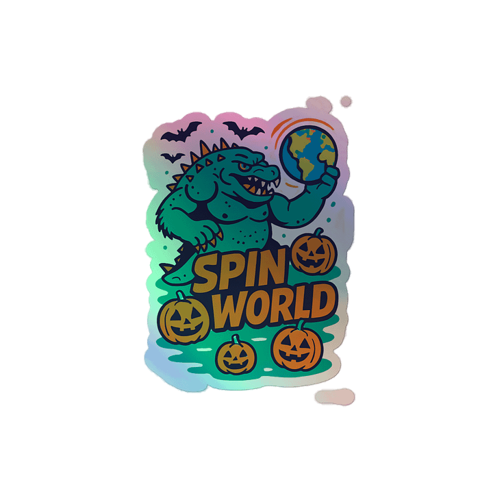 Halloween Monster Spins the World Holographic Sticker product image (2)