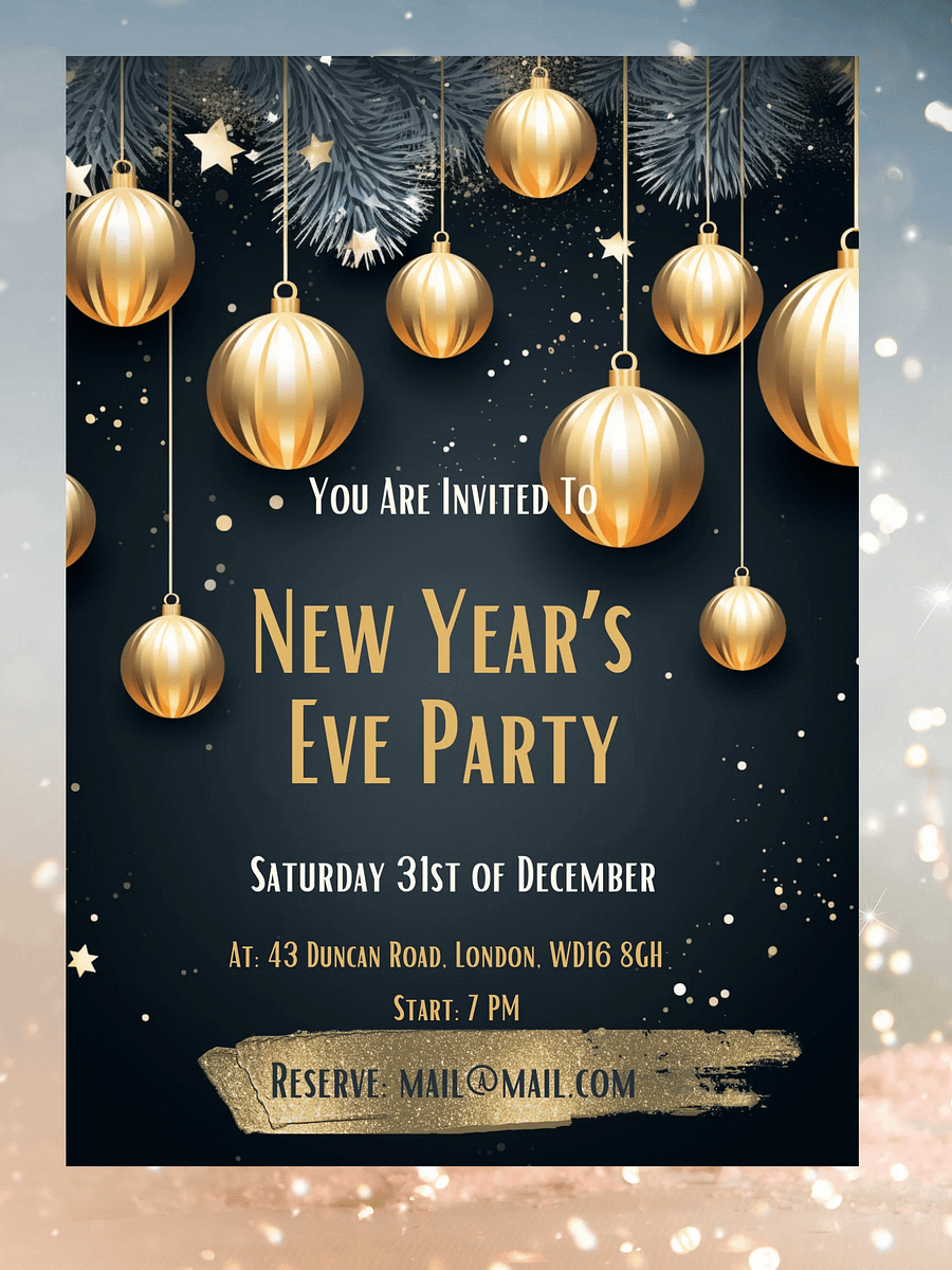 New Year's Eve Green and Gold Party Invitation | Editable in Canva | New Years Party Printable Template | Holiday Invitation | Canva Edit product image (3)