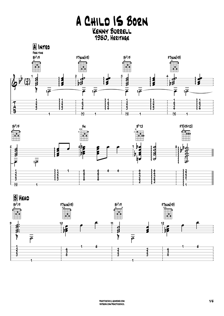 (Transcription GP) A Child Is Born - Kenny Burrell 1980, Heritage product image (2)
