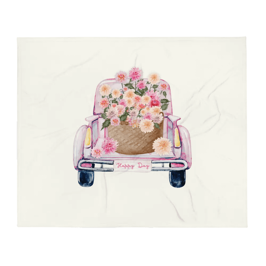 HAPPY DAY DAHLIA TRUCK - SOFT PLUSH BLANKET product image (2)
