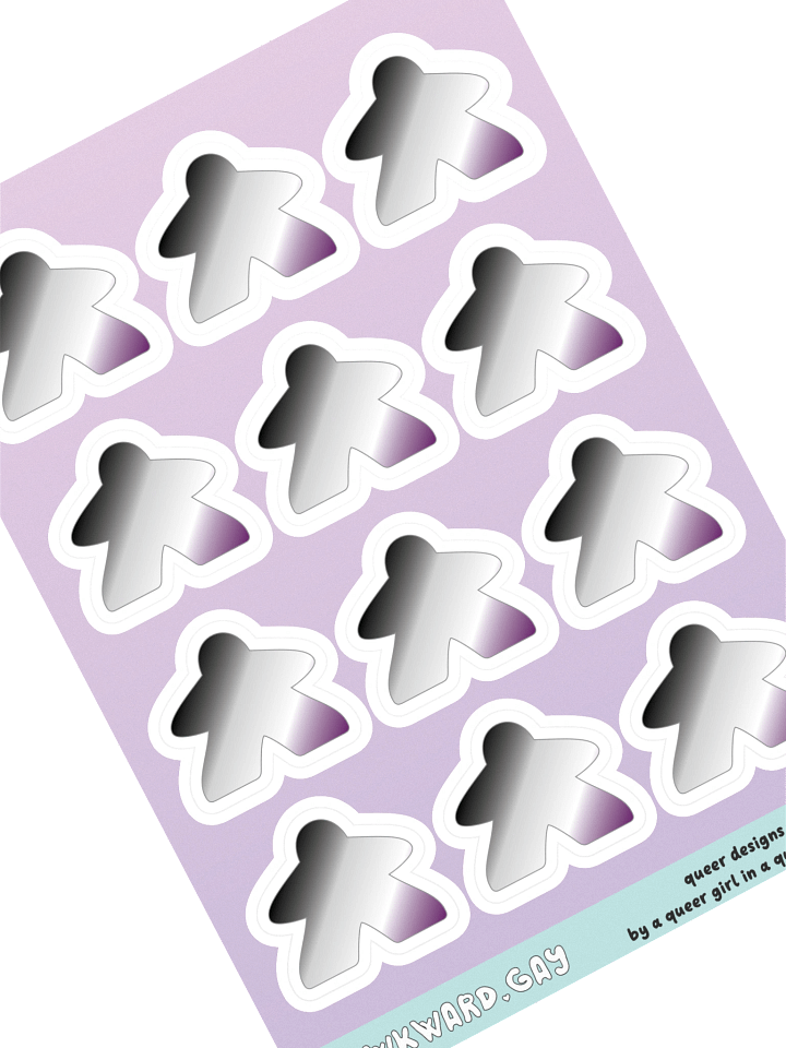 Asexual Pride Gradient Meeple Sticker Sheet product image (1)