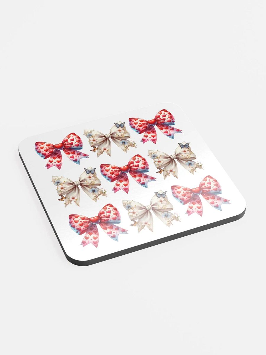 Spring Bows Heart Festive Grid Cork Coaster product image (3)