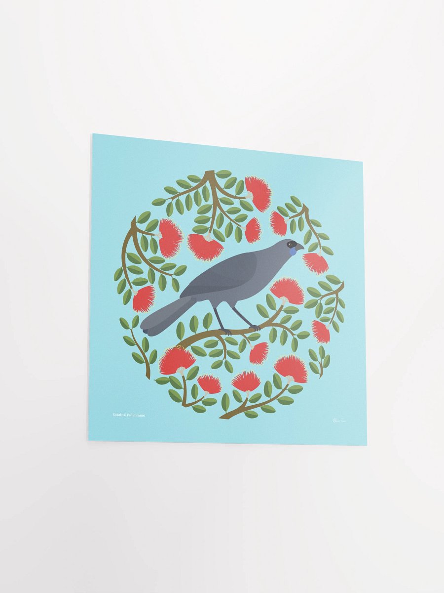 Kōkako in Pōhutukawa Unframed Wall Art product image (14)