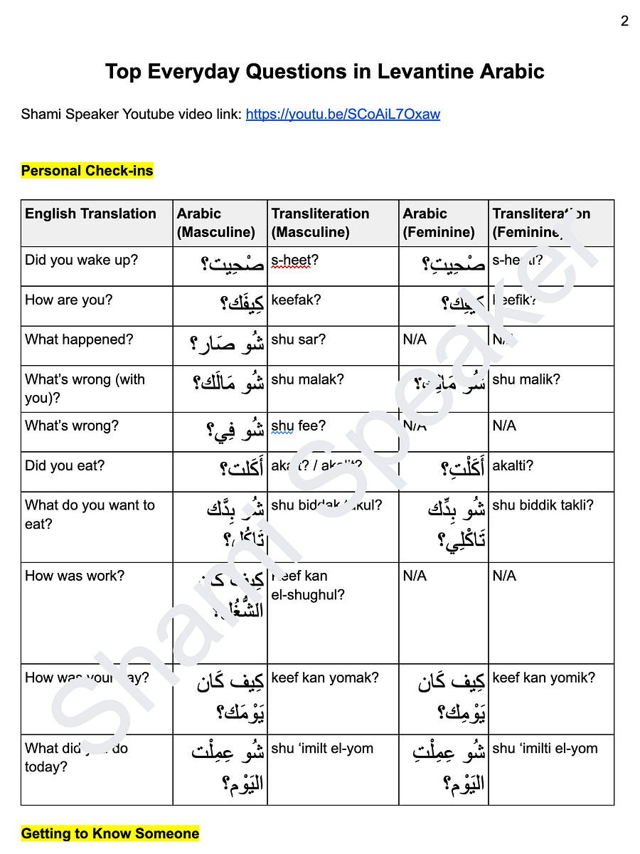Top Everyday Questions in Levantine Arabic product image (2)
