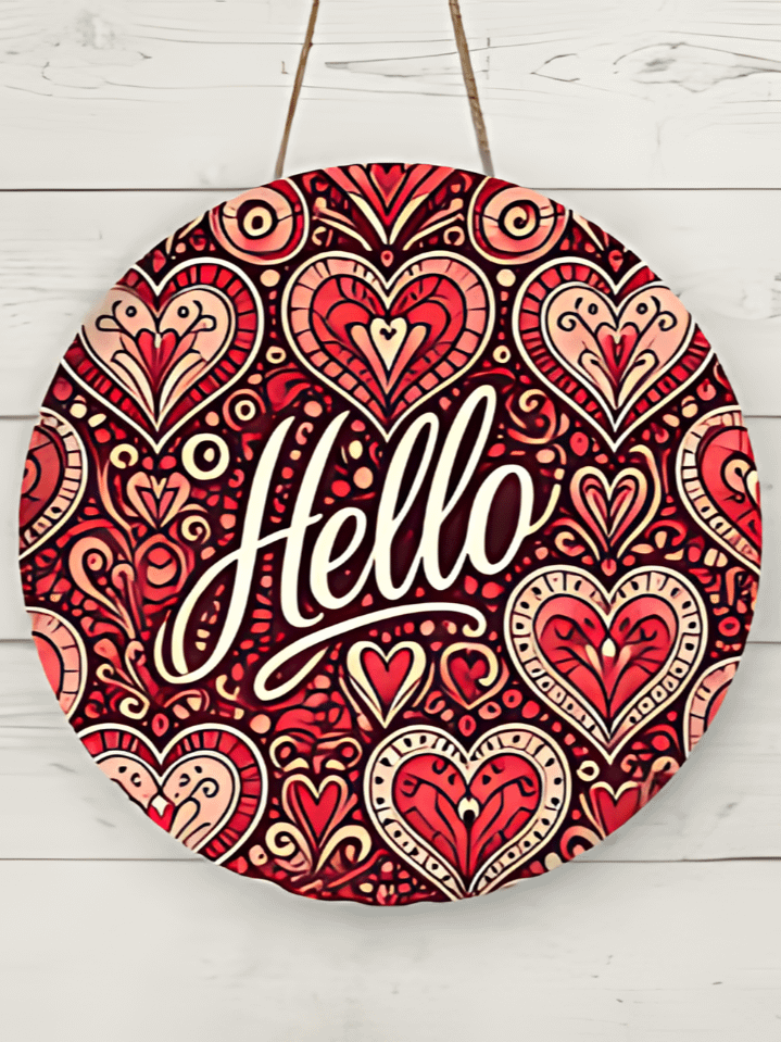 LOVE HELLO Door Hanger Sublimation Design – high-quality 300 DPI PNG digital download product image (1)