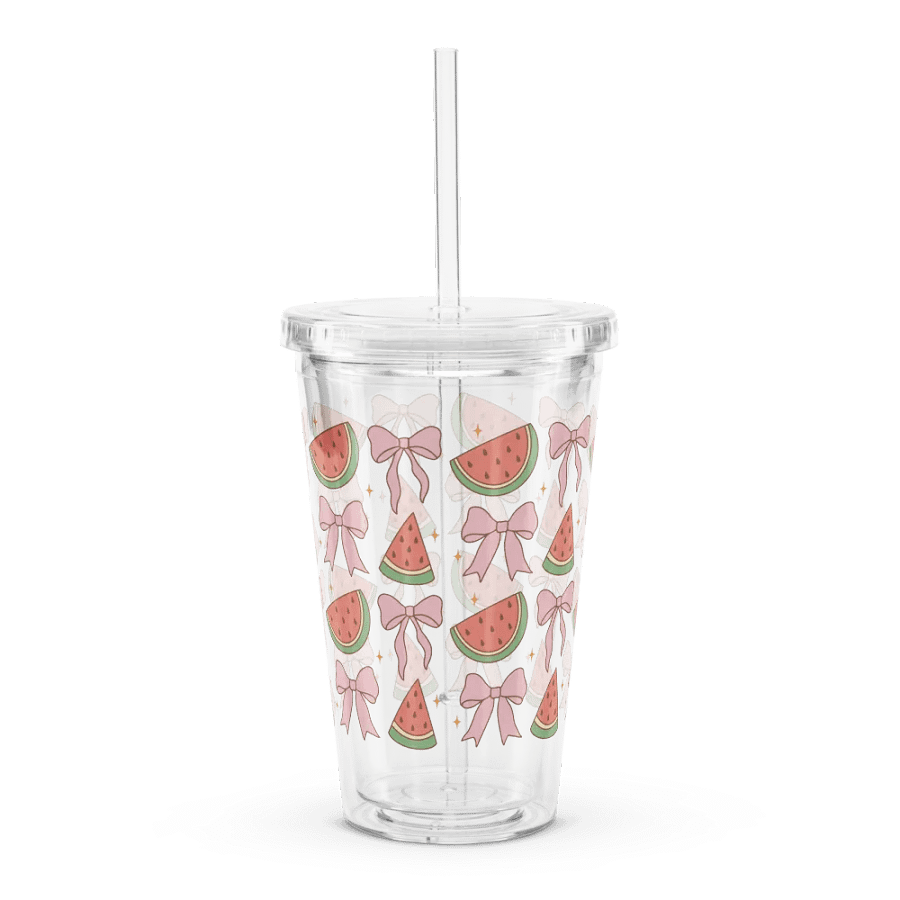 Bows & Watermelons Coquette Double Wall Clear Plastic Tumbler (16 oz) product image (2)