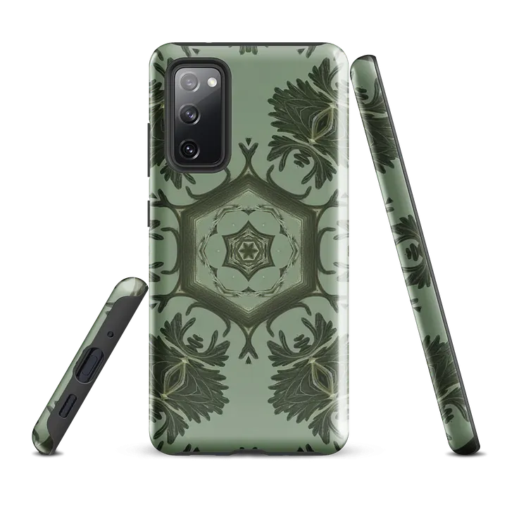 Tough Phone Case for Samsung® - Green Abstract Botanical Hex Geometric Pattern product image (1)