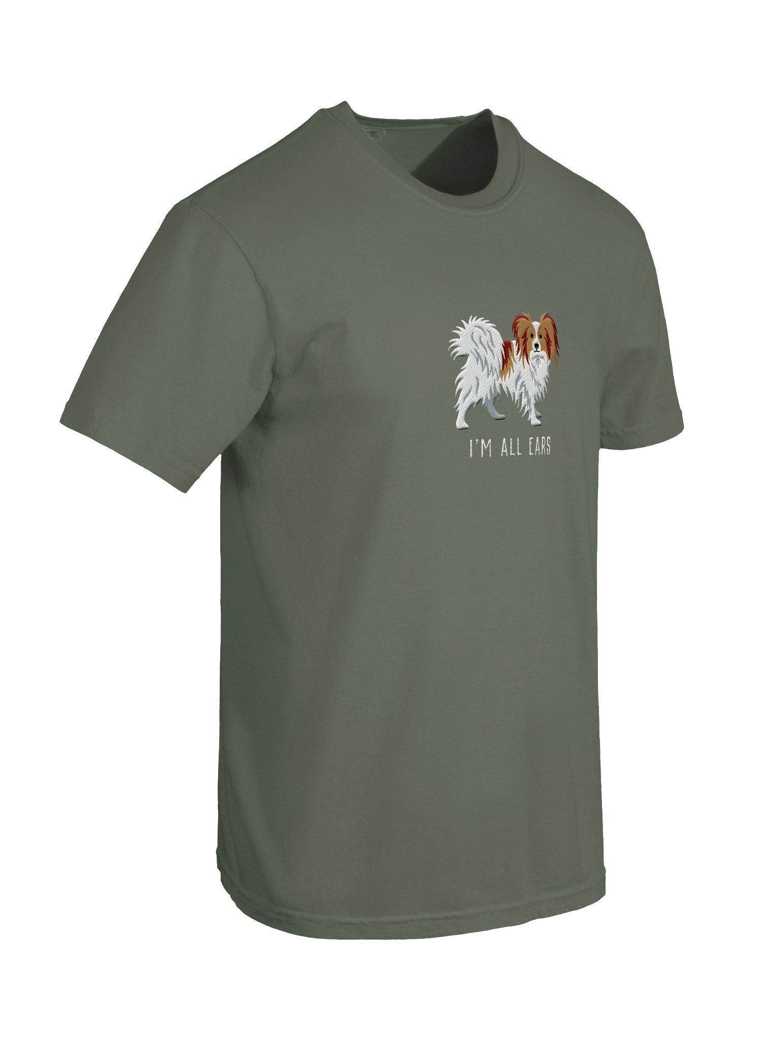 I'm All Ears T-Shirt(Embroidered) of a Papillon(Brown & White) product image (28)