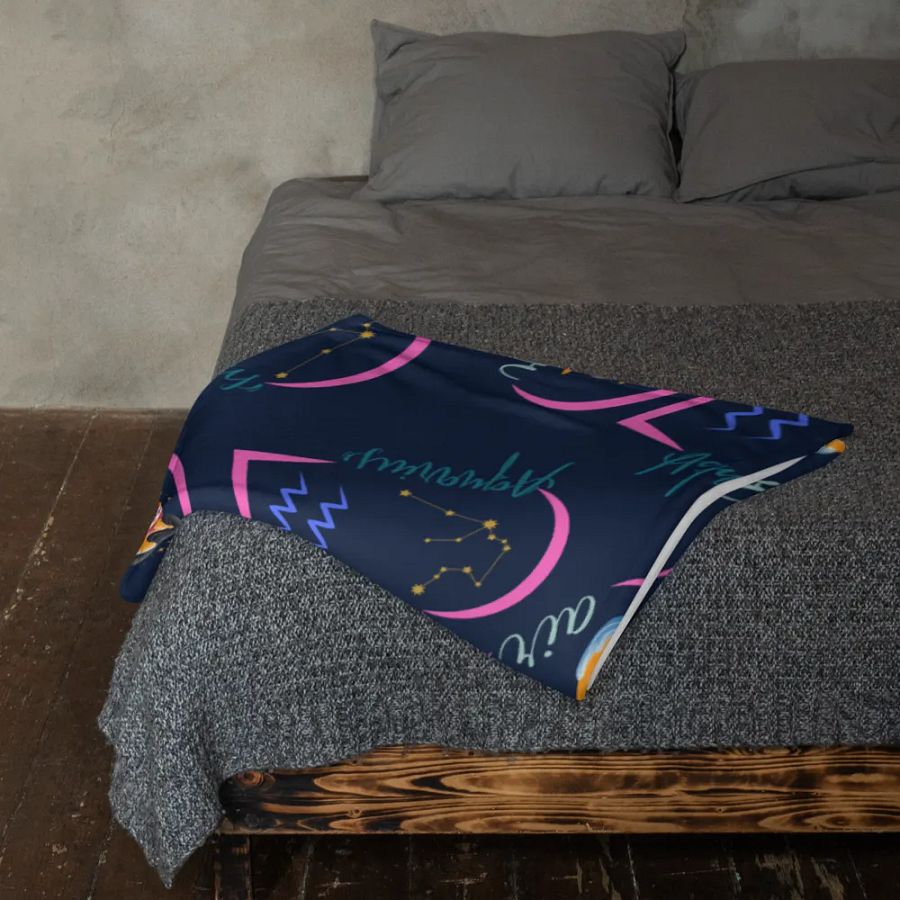 Zodiac Astrology Sun Sign Aquarius, Great Valentines Gift, Get Well, Off to School or Under the Stars Solar System Blanket product image (11)