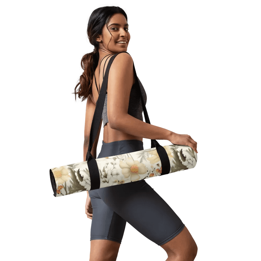 White Floral Yoga Mat by Treasure Pie product image (10)