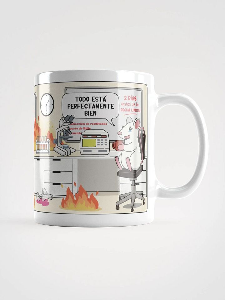 "Laboratorio en llamas" (SPANISH) Ceramic mug product image (1)