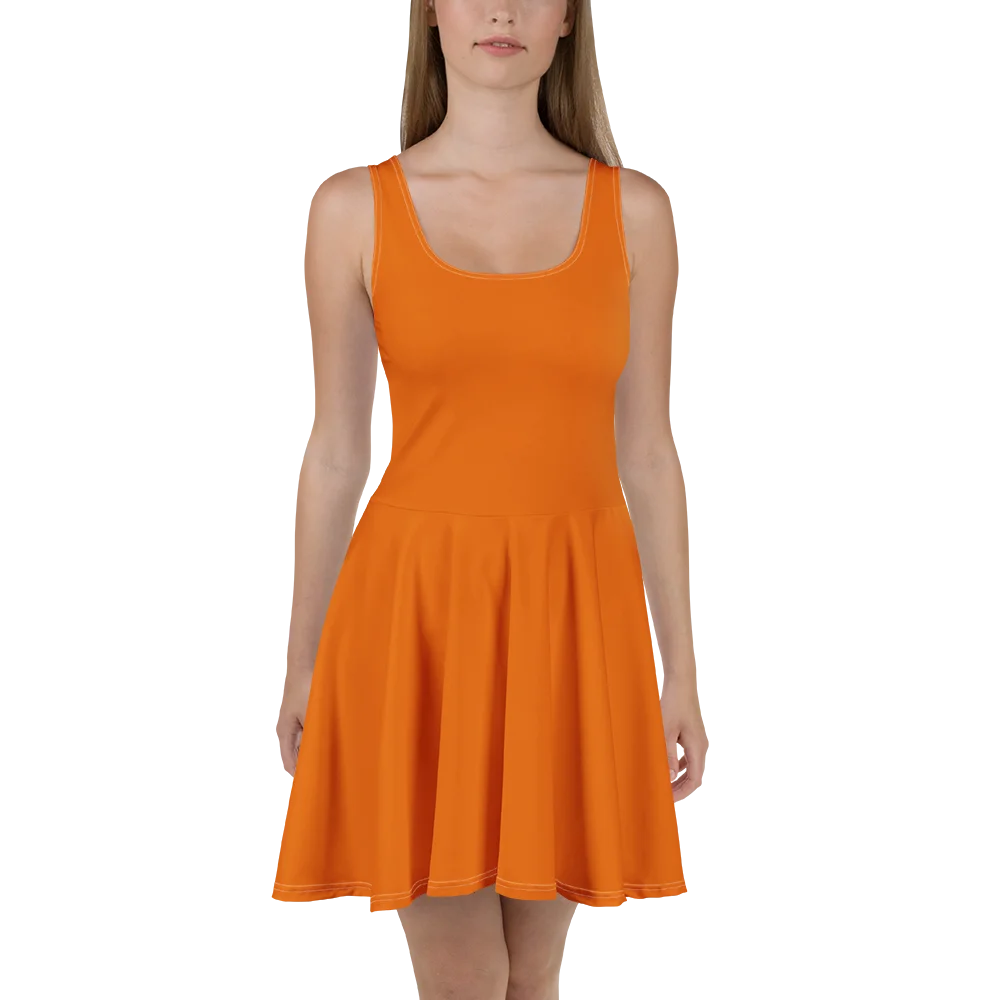 Burnt Orange Solid Color Fit and Flare Dress product image (2)