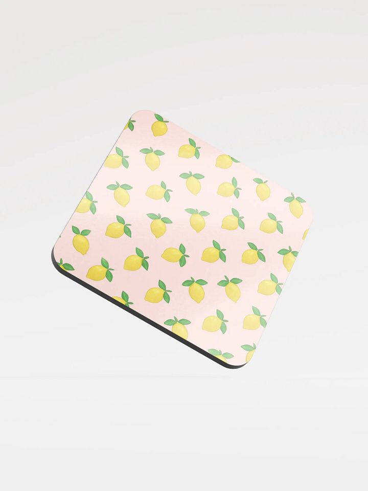 Lemons Light Pink Cork Coaster product image (1)