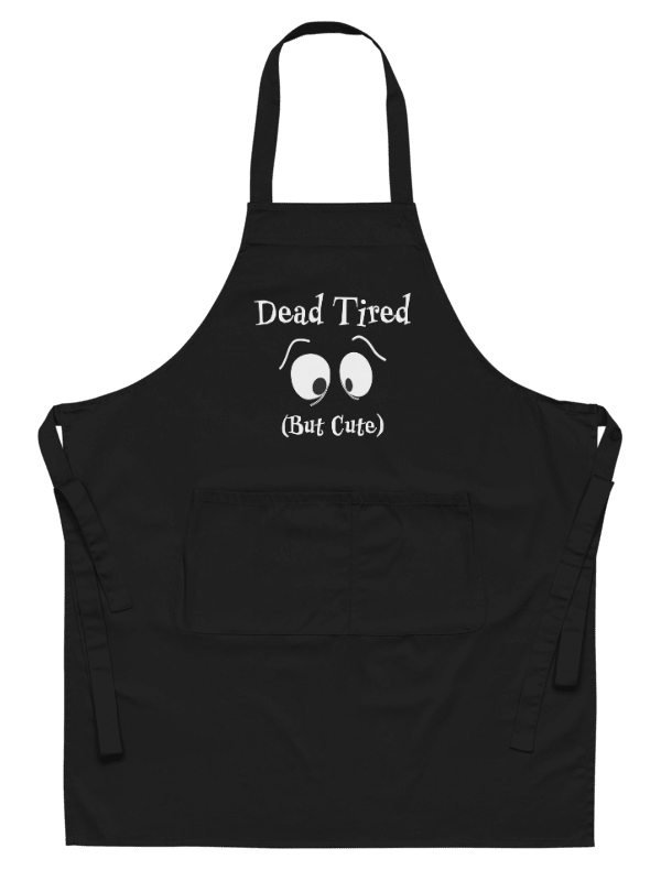 Dead Tired But Cute – Sleepy‑Eyed Cartoon Organic Cotton Apron product image (1)