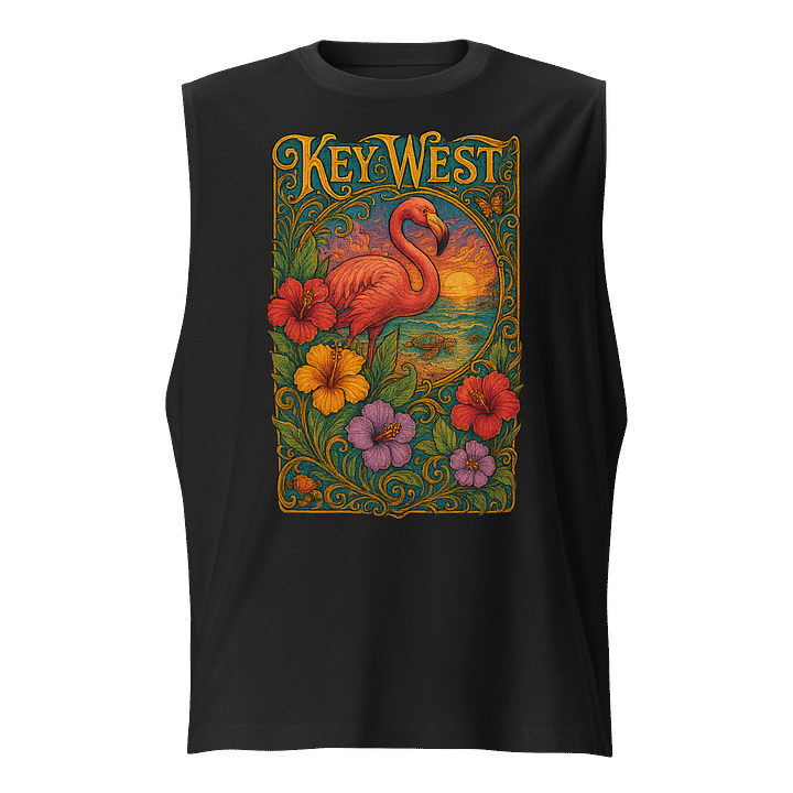 Key West Tropical Men's Tank Top with Flamingo and Hibiscus product image (1)
