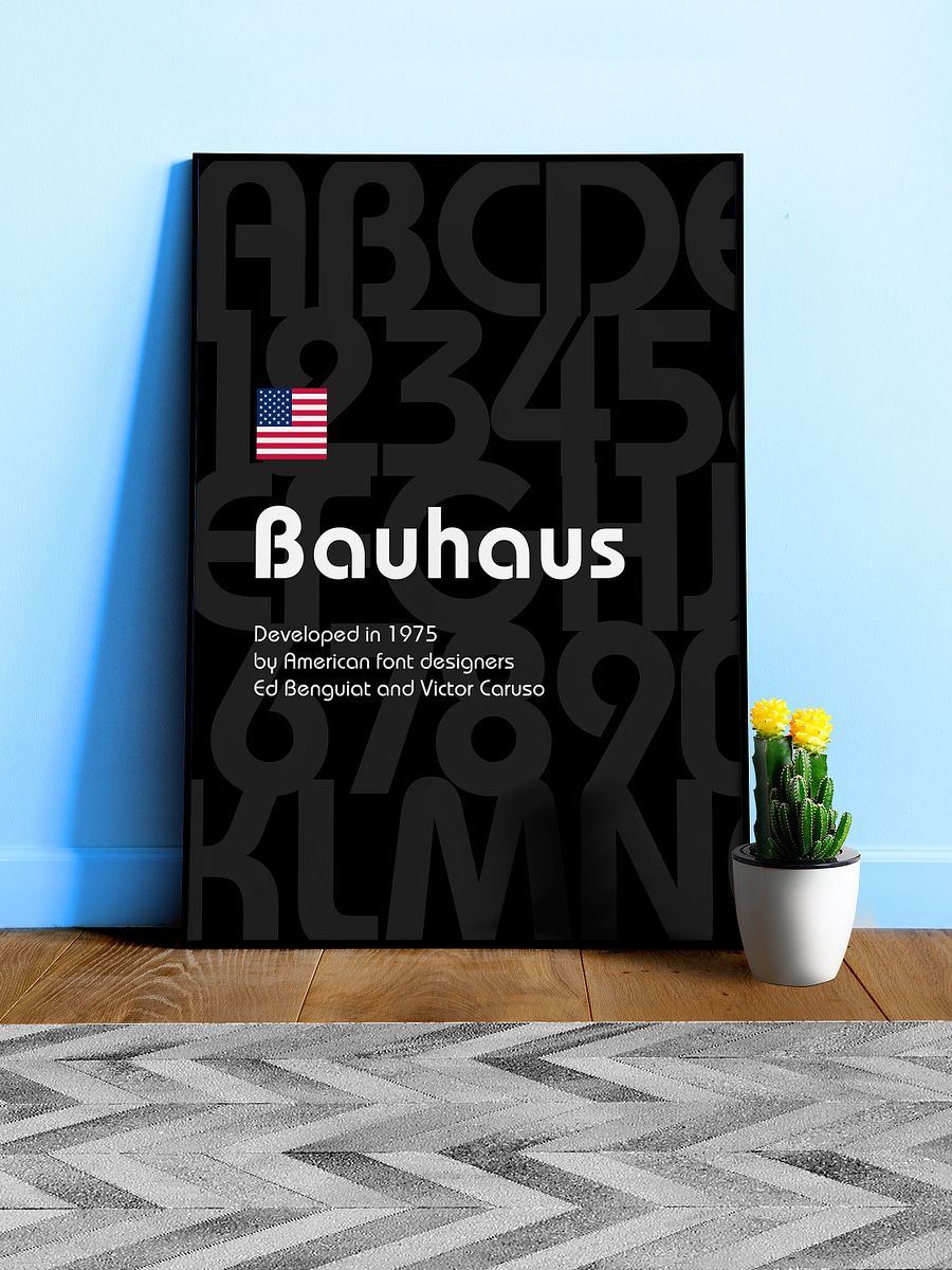 Bauhaus font, 1975 — design typography poster, abstract print, aesthetic art poster, modern poster, typography wall decor, 1950s poster product image (1)