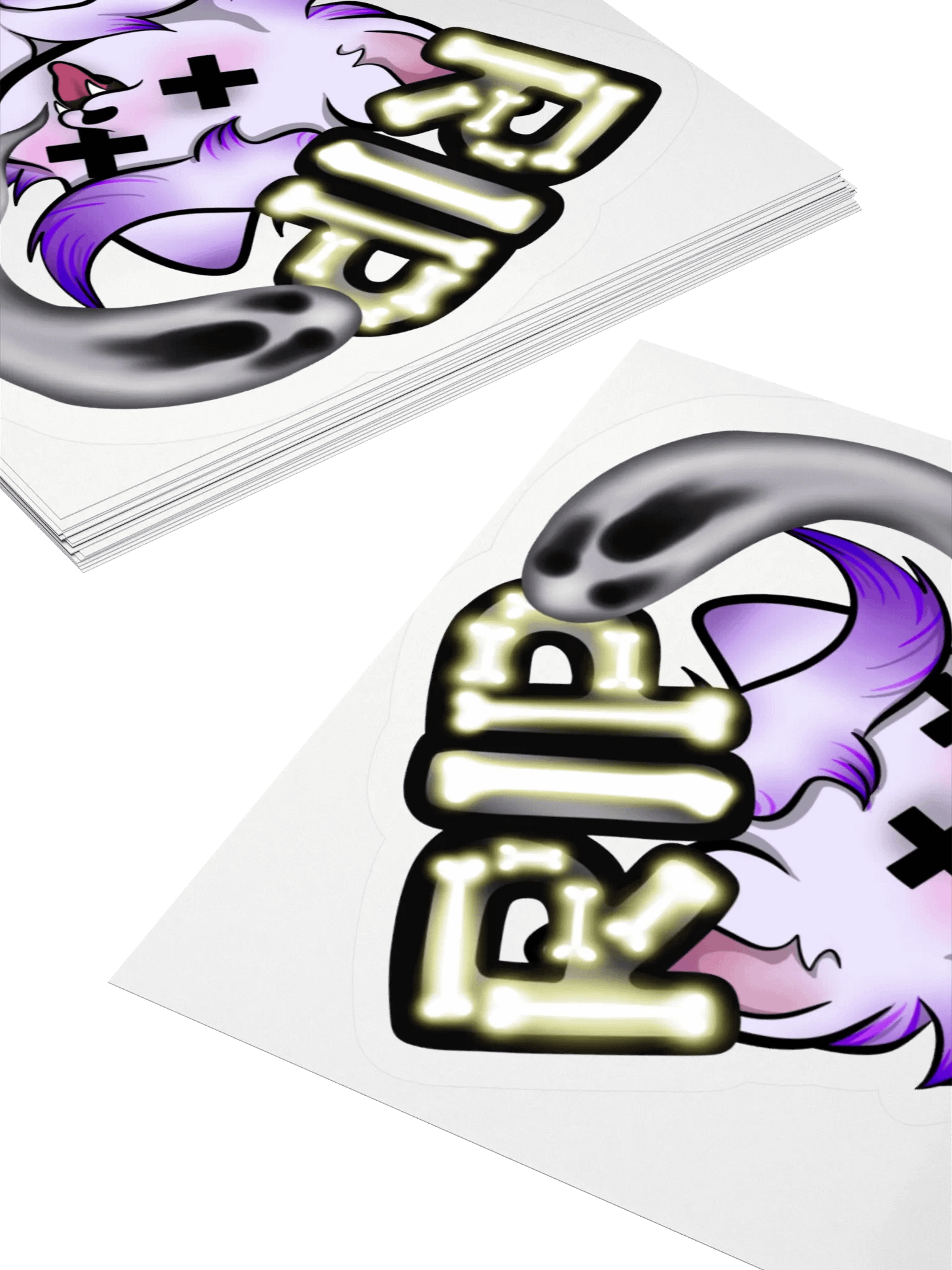 Whimsical RIP Wolf Kiss Cut Stickers product image (15)