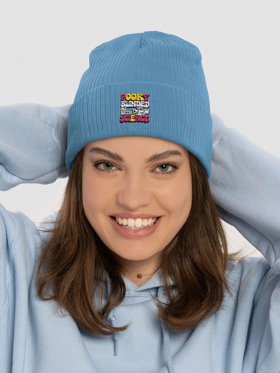 Organic Cotton Embroidered Beanie: Pooky blinded me with science product image (6)