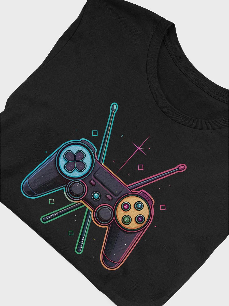 Beat the Game: Exclusive T-Shirt Featuring Controllers Shaped Like Drumsticks - Unite Your Love for Music and Gaming" product image (5)