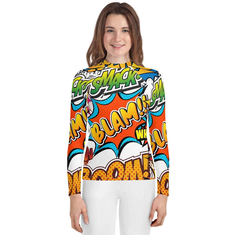 Dynamic Comic Action All-Over Print Youth Rash Guard product image (1)