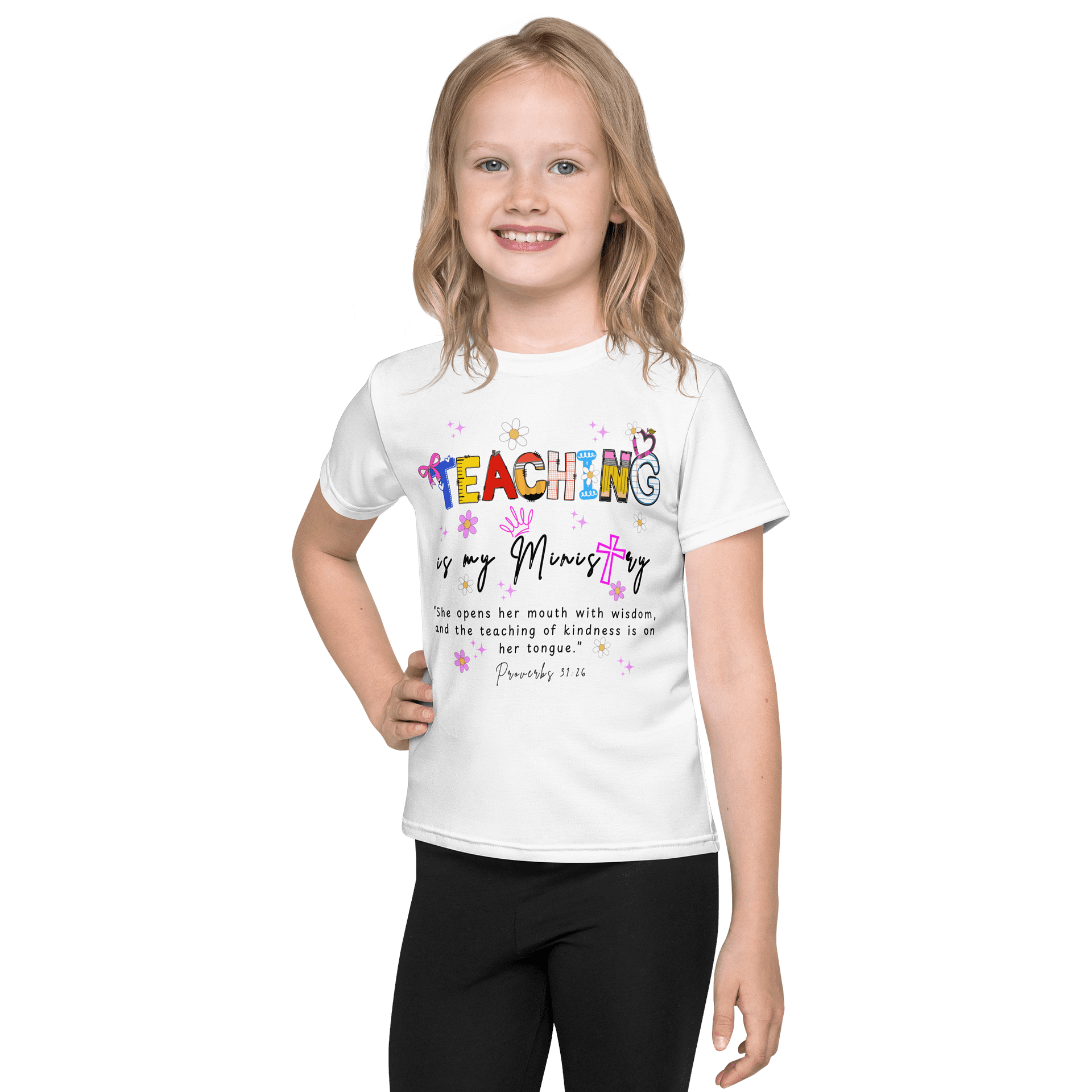 Kids Crew Neck T-Shirt Teaching Letter product image (1)