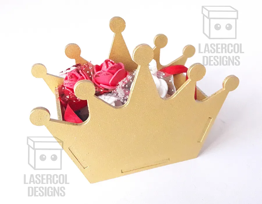 Crown Shaped Box (4 sizes, 3 Styles) - Laser Cut Files product image (10)