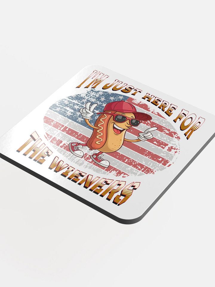 Im Just Here For The Wieners Hotdog Patriotic Peace Coaster product image (1)