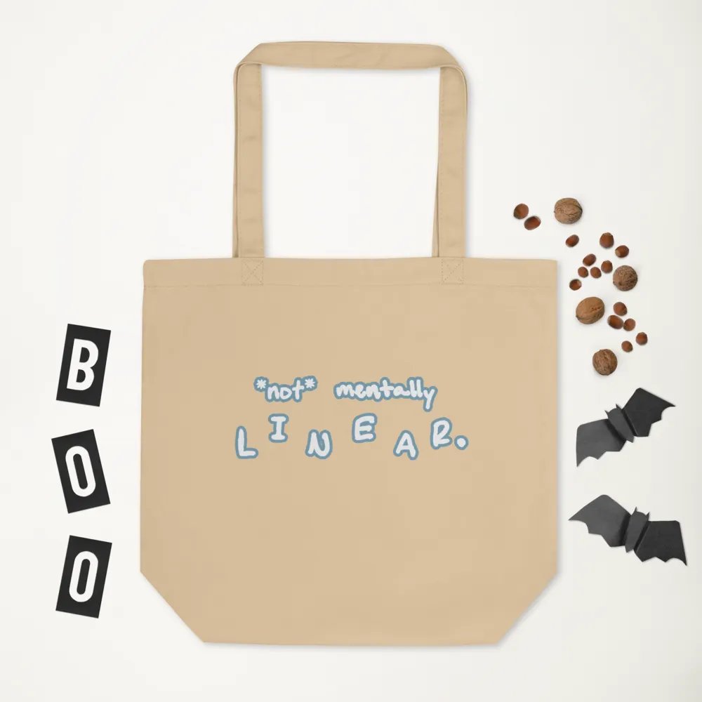 *not* mentally linear (lined design, #709AAF) tote bag product image (6)
