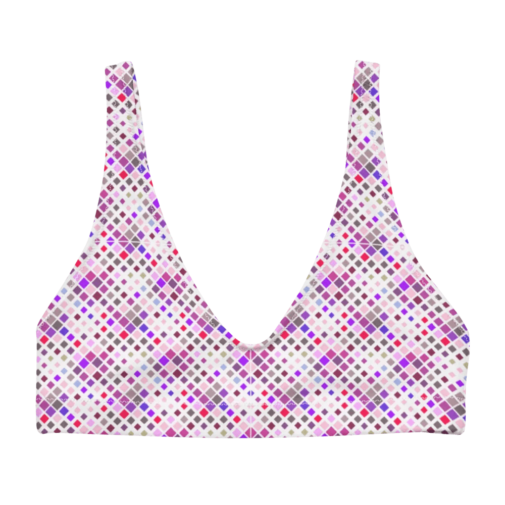 Colorful Square Pattern Design Padded Bikini Top - V1 product image (4)