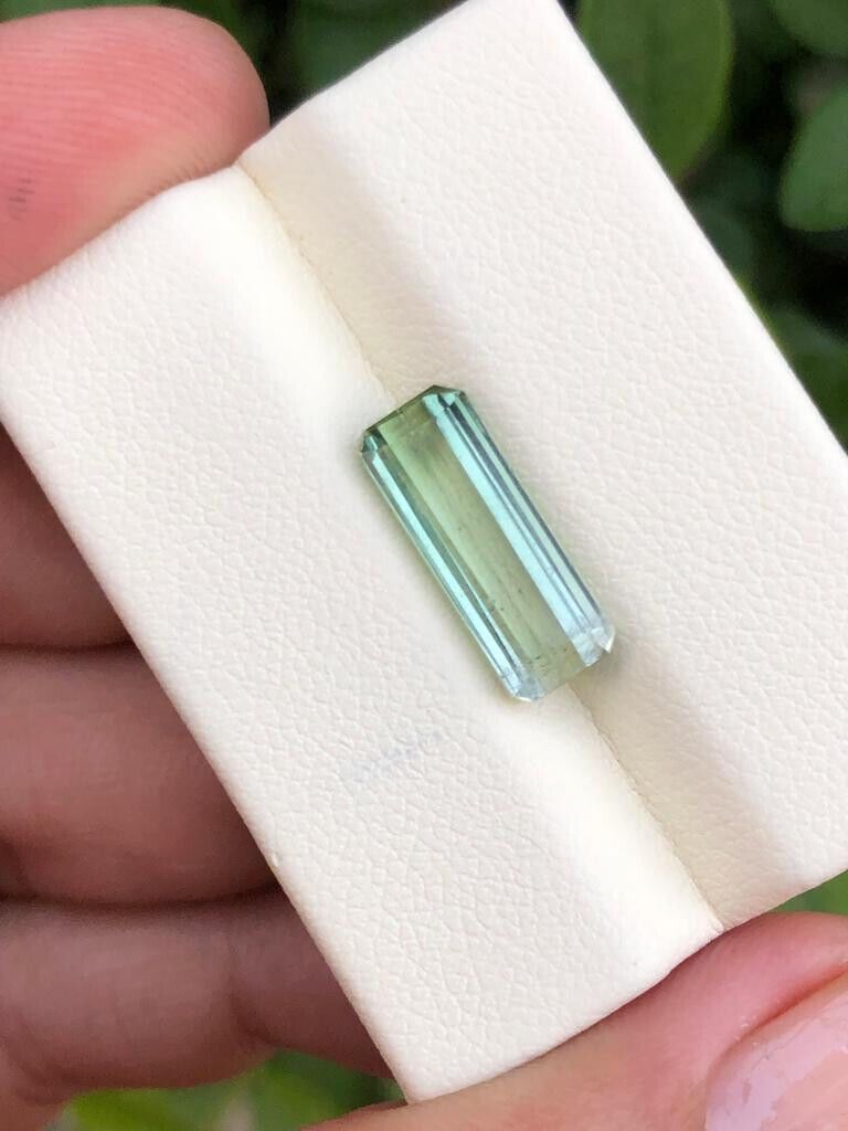 TOURMALINE GEMSTONE FOR PENDANT LITE GREEN EMERALD CUT SHINY NATURAL, 3.40 CARAT product image (3)