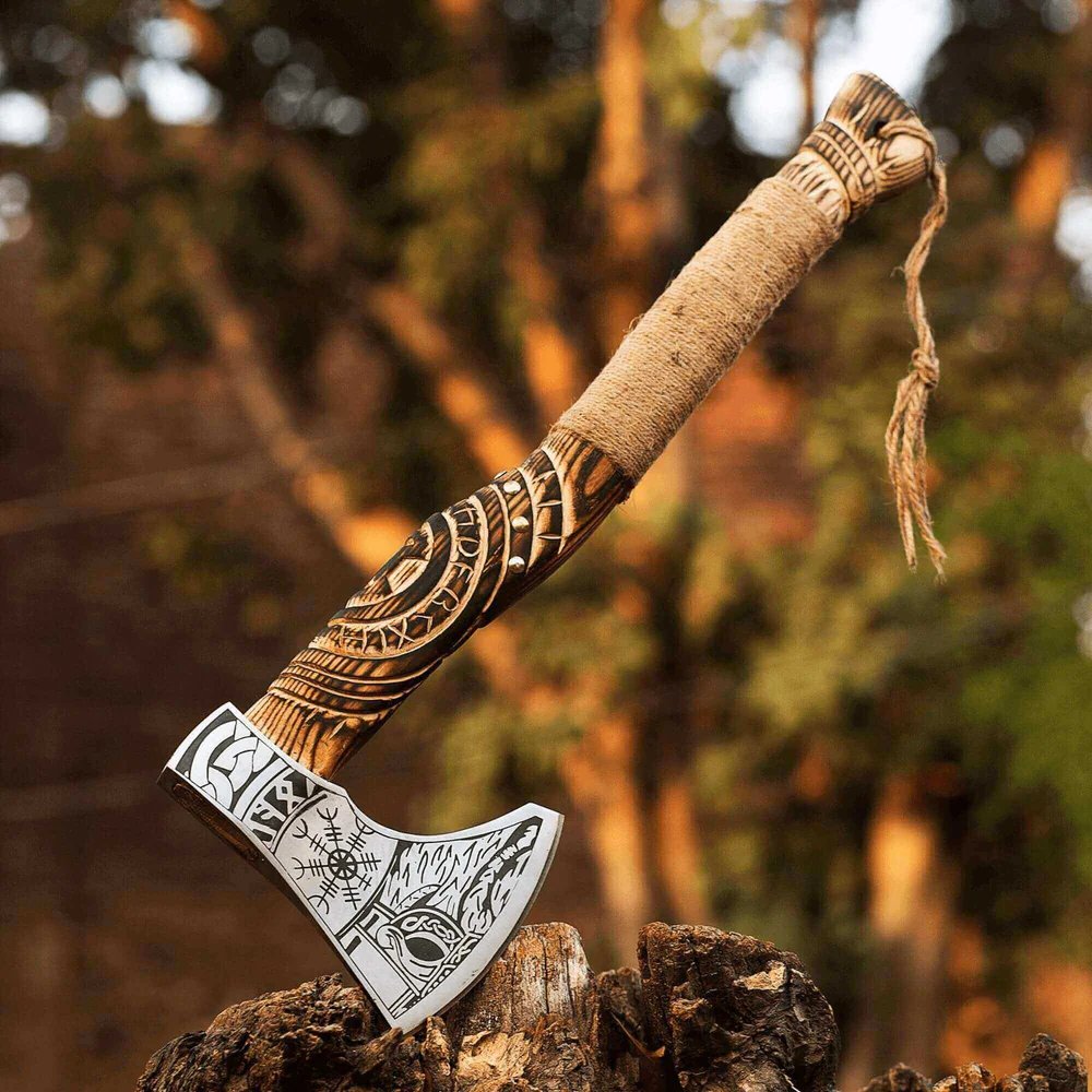 Hand-Forged Viking Axe – Helm of Awe Edition product image (6)
