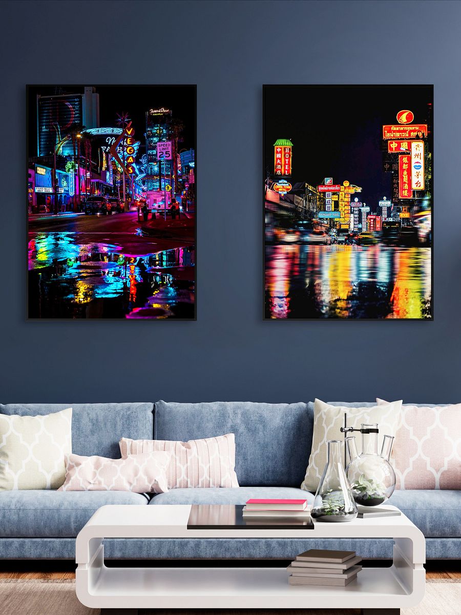 Neon night city: Las Vegas (synthwave/vaporwave/retrowave/cyberpunk) — aesthetic poster product image (2)