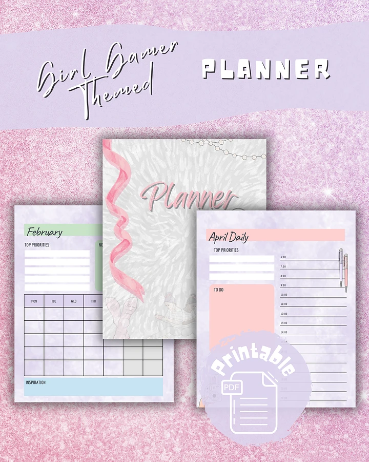 Cute Girl Gamer Themed Perpetual Planner Printable Version product image (1)