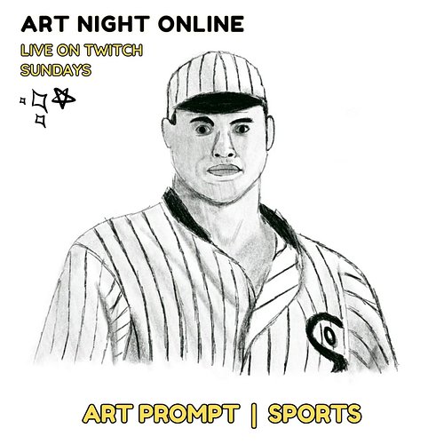 It's Sunday so we play #tunes and make #art! Join us on #Twitch NOW! Today your prompt is #Sports! Art by the amazing PrueAck...
