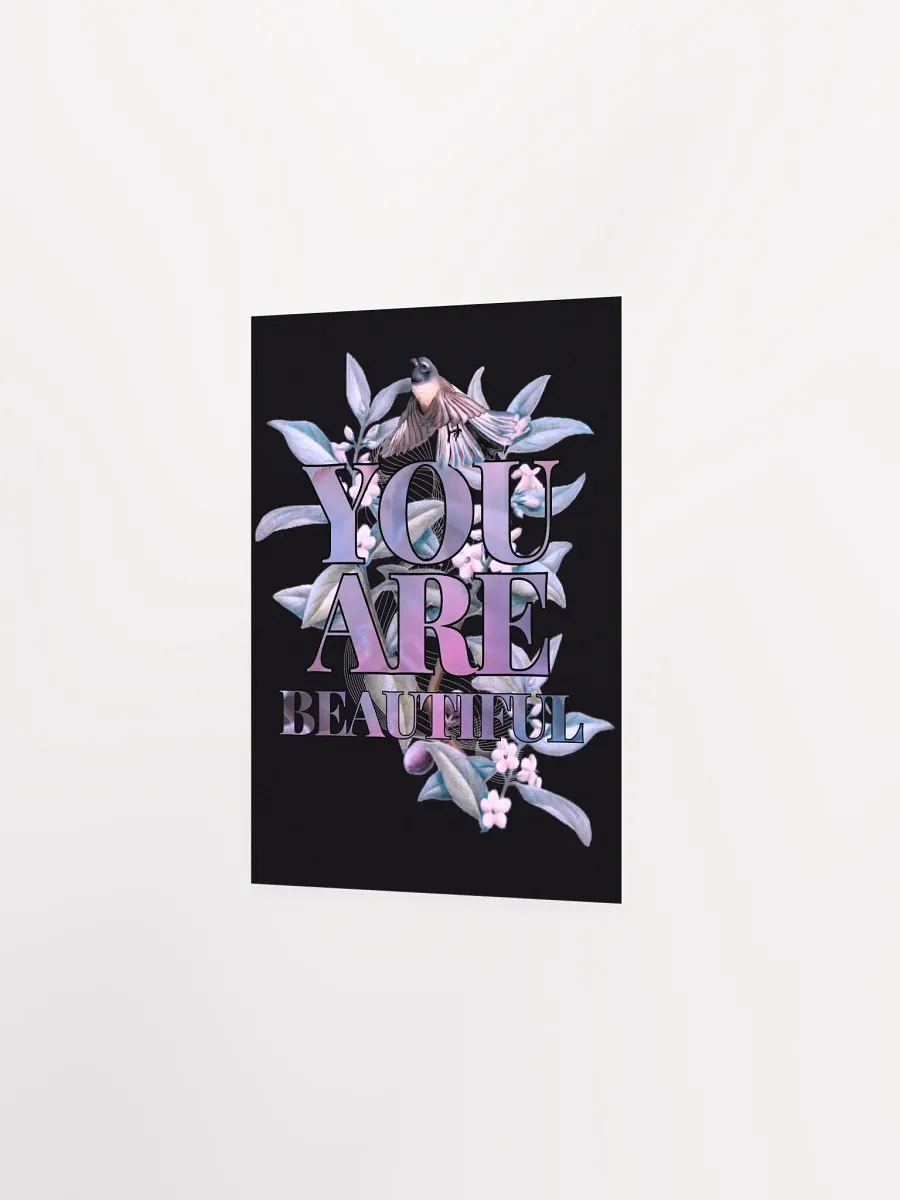 You are Beautiful - Piwakawaka and Ngaio Wall Print on Black product image (3)