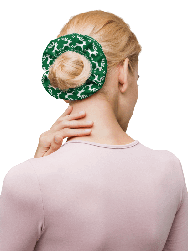 Winter Green Reindeer Scrunchie with Bow product image (5)