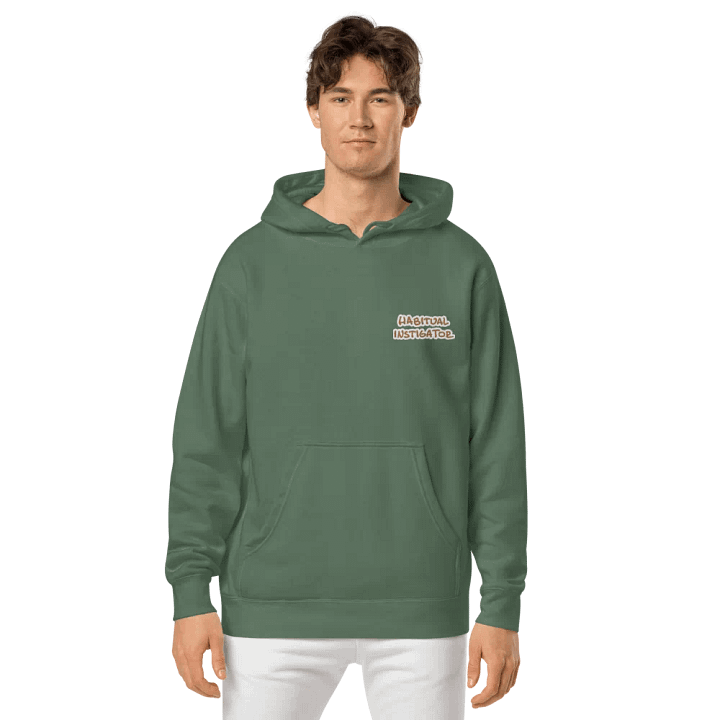 Habitual Instigator (L.C. brown bubble design) embroidered pigment hoodie product image (2)
