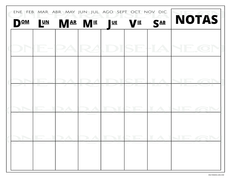 Calendario Mensual Sin Fecha | Hoja Imprimible en PDF para Planificación Personal product image (1)