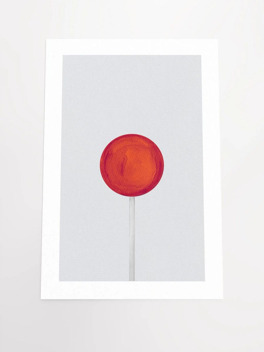 Minimalist Red Lollipop on Light Gray Background Wall Art product image (2)