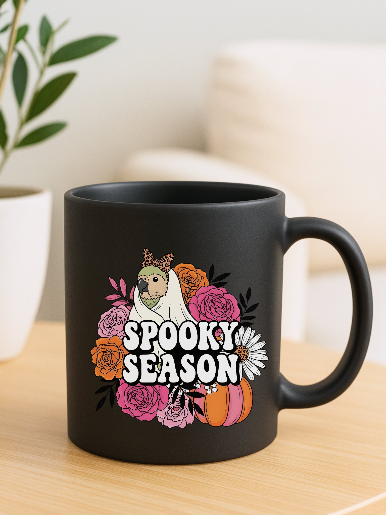 Spooky Season – Ghost Kakapo with Flowers Digital Print product image (3)