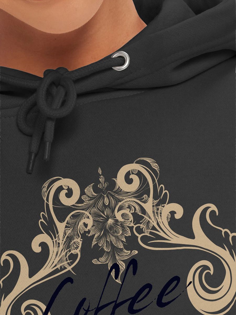 Golden Scrollwork " Coffee Queen" Elegance Hoodie product image (7)