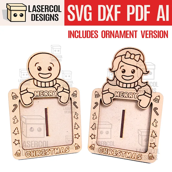 Christmas Ornaments Photo Frame Set 4- Laser Cut Files product image (1)