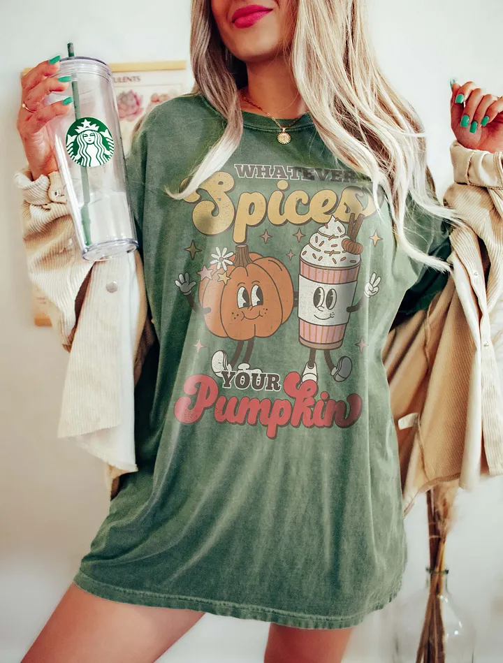Whatever Spices Your Pumpkin Y2K T-Shirt | Funny Fall and Halloween T-Shirt Design product image (15)