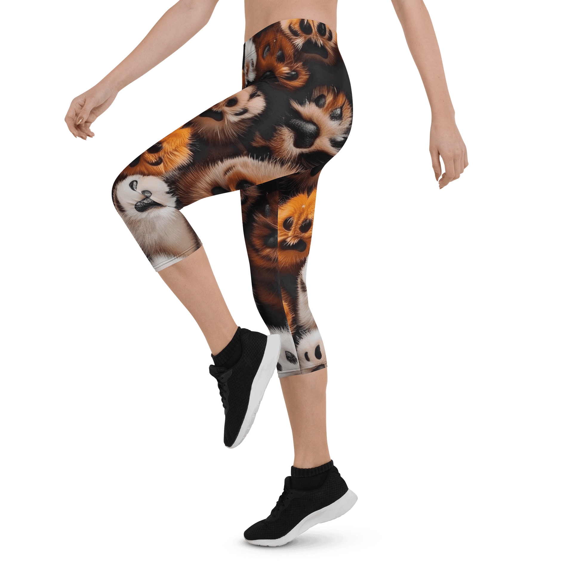 Cute Puppy Faces Print Capri Leggings product image (3)