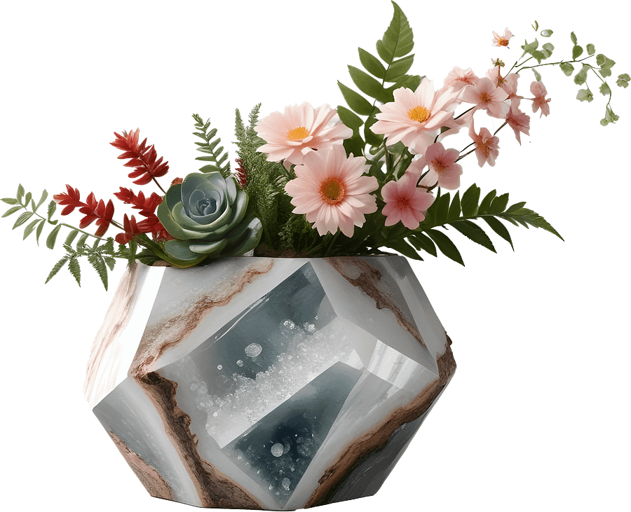Boho Bliss – Gemstone-Inspired Floral Vase PNG product image (1)