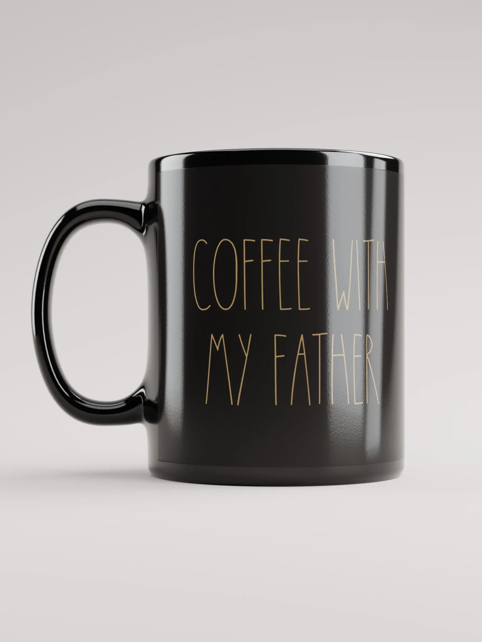 "Coffee With My Father” Mug (Black With Tan Lettering) product image (2)
